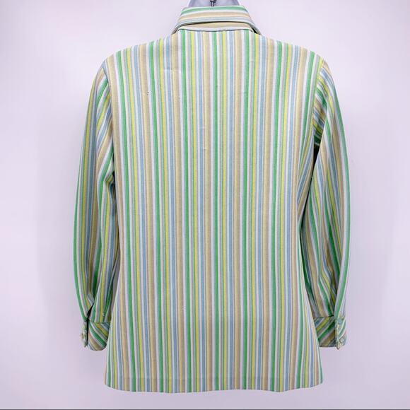 VINTAGE 60s 70s Striped Mod Zip Up Women’s Shirt Jacket Size M - Picture 7 of 8